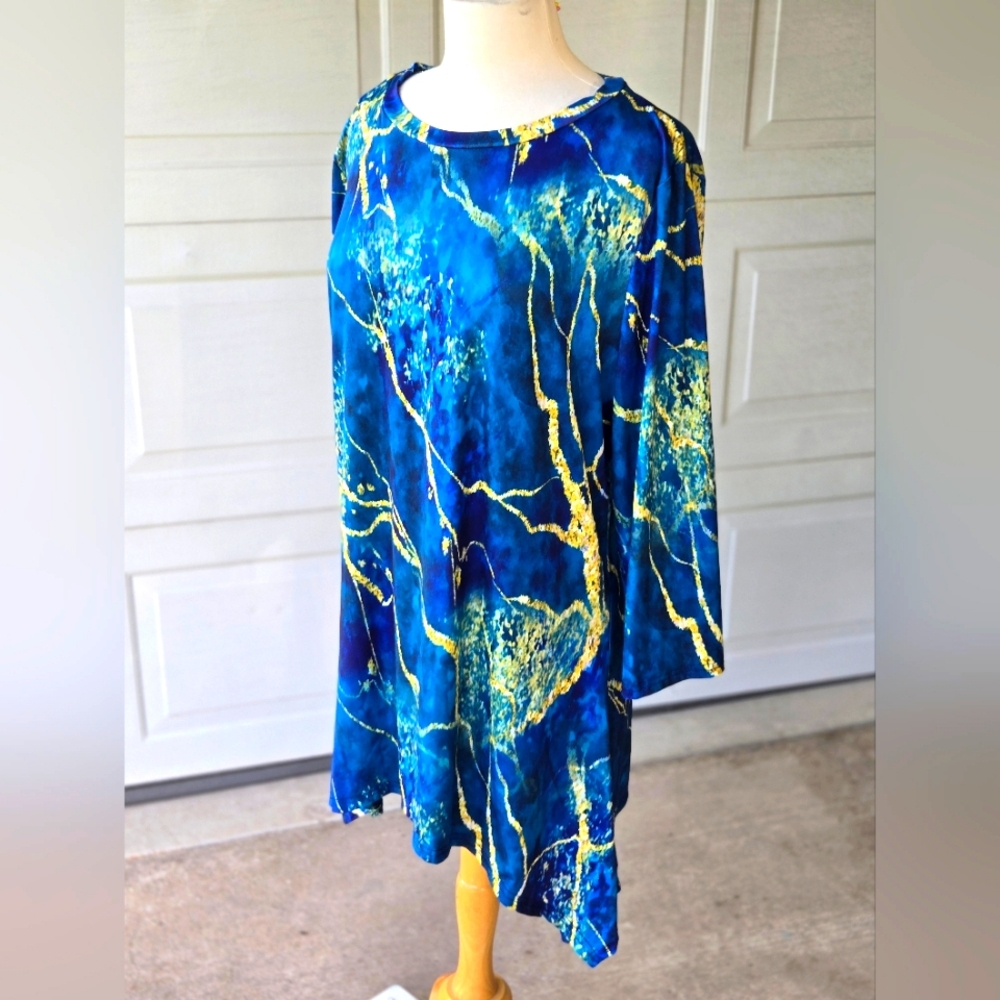 Lily By Firmiama Blue and Yellow Abstract Tunic 272